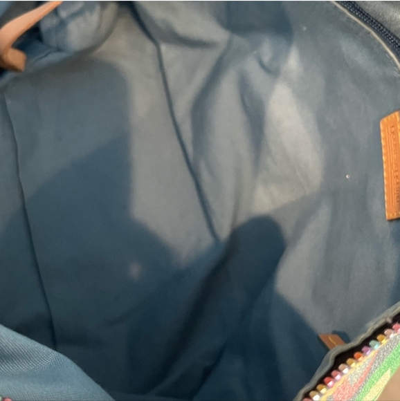 Dooney & Bourke vintage black with scribble print shoulder bag w/ rainbow zipper - Picture 5 of 6